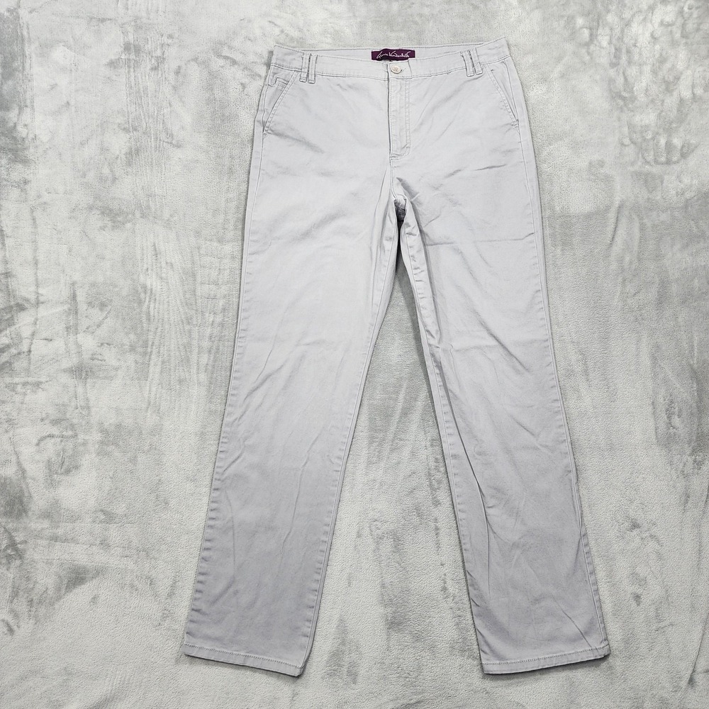 Gloria Vanderbilt Pants Womens 10 Gray Allegra Chino Twill Straight Leg Stretch